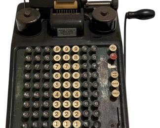 949 - Vintage Adding Machine - 9.5 x 9 x 13 (Description): Used as is electric/electronic/mechanical  item. No guarantee all components, untested.