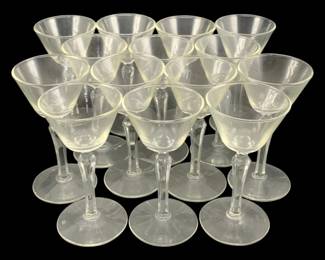 419 - 14 Vintage Clear Cocktail Glasses 5.5"x2.25"