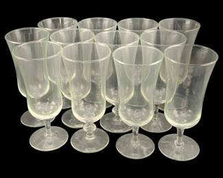 420 - 12 Tulip-Shaped Parfait Glasses (Description): Each glass measures 6 1/2 inches tall by 2.75  inches in diameter.