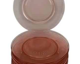 311 - 12 Pink Glass Plates - 7.5" Round