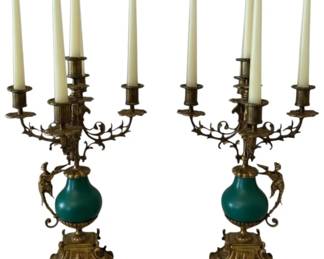 275 - 2 Brass Candelabras - 18 x 10.5 x 10.5