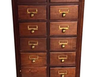 1025 - Vintage Card Catalog File - missing some pulls (Description): 58 x 21.25 x 28