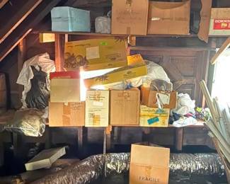 910 - Assorted Items & Boxes on Shelves