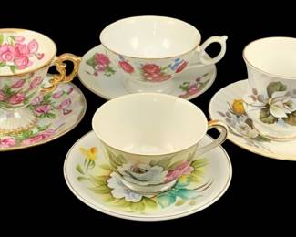 416 - Assorted Floral Porcelain Cups & Saucers (Description): 5.25"x3.25"