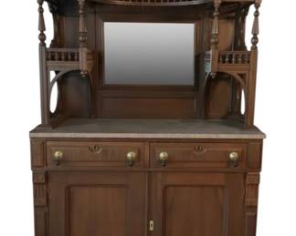 318 - Marble Top 2pc Buffet - 80 x 45 x 18
