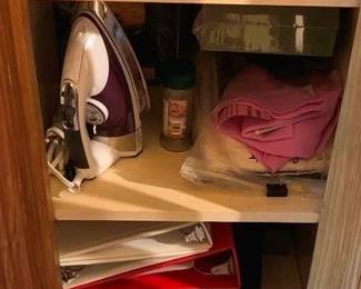 202 - Closet Lot (Description): Closet lot containing assorted items  including binders, folders, and miscellaneous  household goods.
