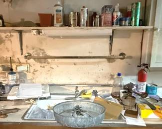 1012 - Assorted Items on Counter and Shelf