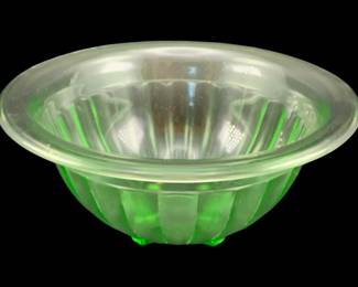 279 - Uranium Green Glass Bowl - 4 x 9.5
