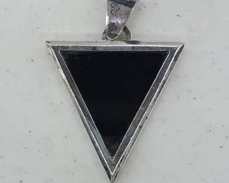 Sterling and Onyx Triangle Pendant
