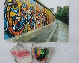 Berlin Wall Fragments With Postcard