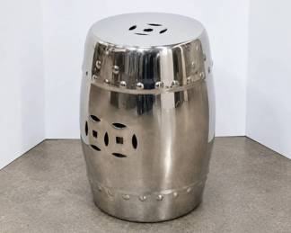 Drum Garden Stool with Silver Glaze