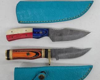 Damascus Knives With Custom Handles