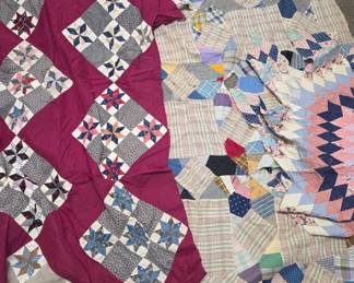 Patchwork Quilt Tops and Lone Star Quilt Piece