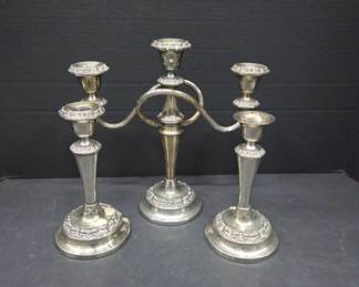 Silver-Plated Candle Holders With Ornate Design