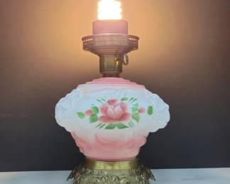 Glass Table Lamp With Brass Base