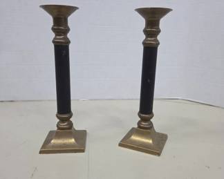 Brass And Black Candlesticks