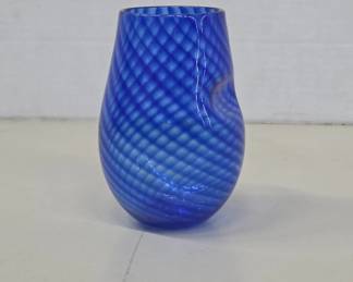 Cobalt Blue Hand-Blown Glass Vase