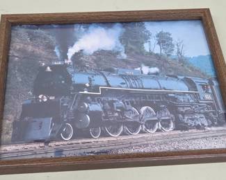 Framed Train Photograph with Wooden Frame