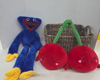 Plush Toys and Wicker Storage Basket