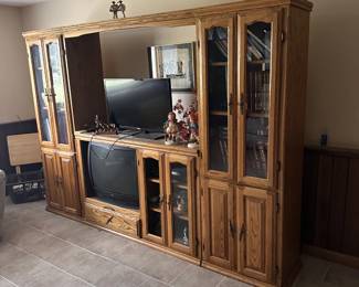 Solid oak entertainment center