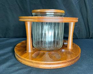 Decatur Deco Walnut Pipe Stand & Glass Humidor