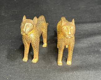 Pair Of Vintage Cheetahs Gold Finish