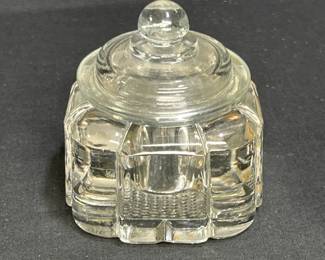 Vintage Glass Ink Well With Lid