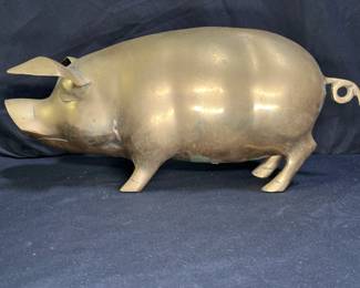Huge Vintage Brass Piggy Bank