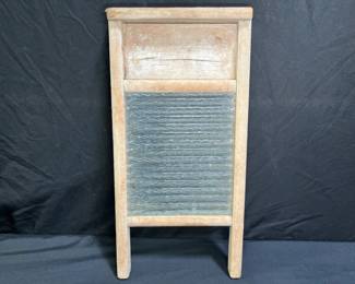 Antique Wood & Glass Washboard