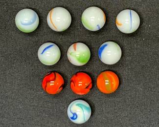 Bengal Tiger, Rainbow & Mikglass Stripe Marbles