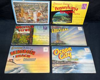 5 Vintage US Souvenir Folded Past Card Booklets