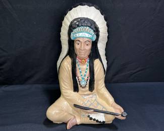 Vintage Ceramic Indian Chied Marked Cherokee NC