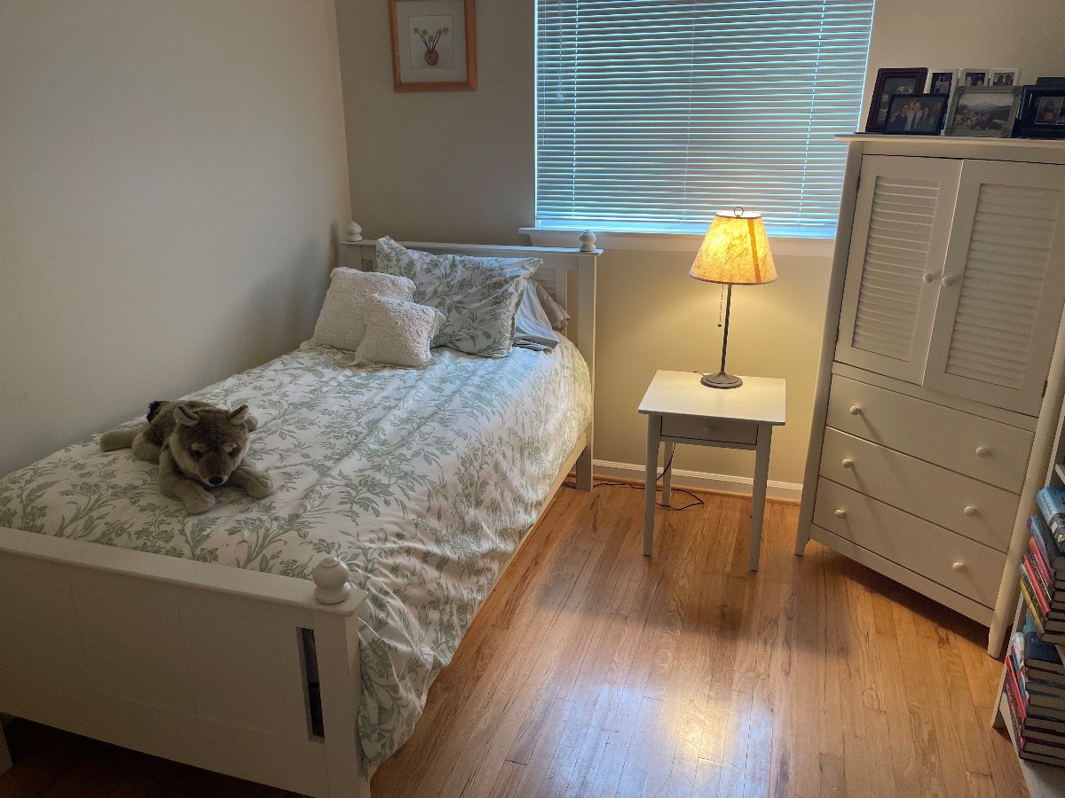 $550 Twin Bedroom set w/bed frame , night stand & armoire , no mattress 