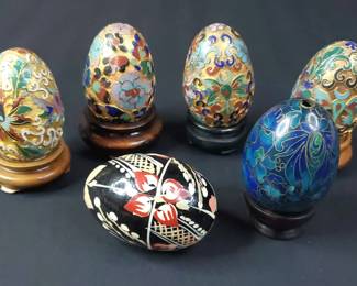 Enameled Brass Cloisonne Lacquerware Decorative Eggs