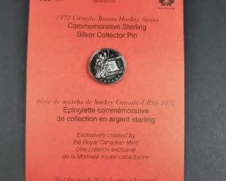 Sterling Silver 1972 Canada Russia Hockey Pin