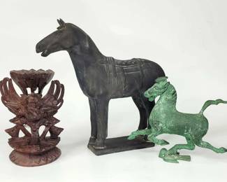 Chinese Horses and Hindu Dragon Bird Figures