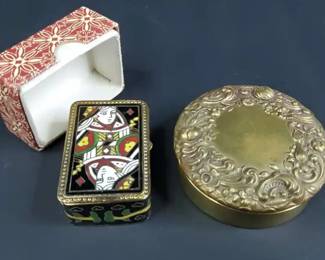 Gilded Sterling and Cloisonne Style Pill Boxes