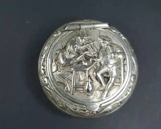Antique Dutch .833 Silver Repousse Pill Box