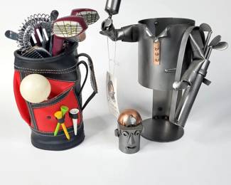 Golf Themed Novelty Bar Ware, Wine Bottle Holder