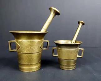 Swedish Skultuna Solid Brass Mortar Pestles