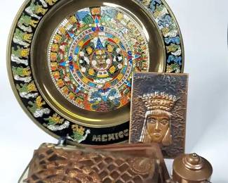 International DecorTobacco Box, Mexican Plate, Copper Art