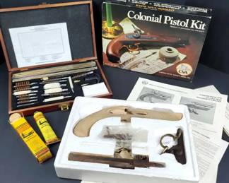 Vintage Colonial Pistol Kit, Rifle Cleaning Supplies