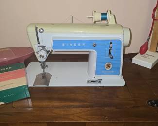 Singer Sewing Machine in Mid-Century Modern Cabinet