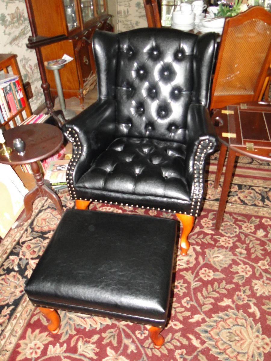 Black Chesterfield chair with ottoman two of these