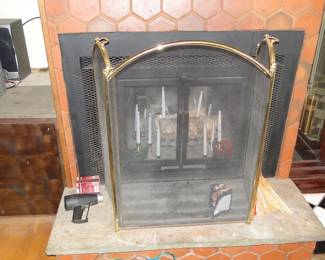 Fireplace brass screen