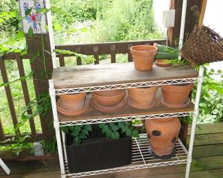 Lots of planters, rack