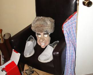 Nixon mask and coonskin hat