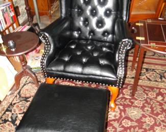 Black Chesterfield chair with ottoman two of these