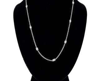 10.27g  Judith Ripka Sterling Silver CZ Station Necklace