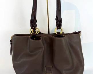 New Dooney  Bourke Brown Large Zip Barlow Leather Tote Bag